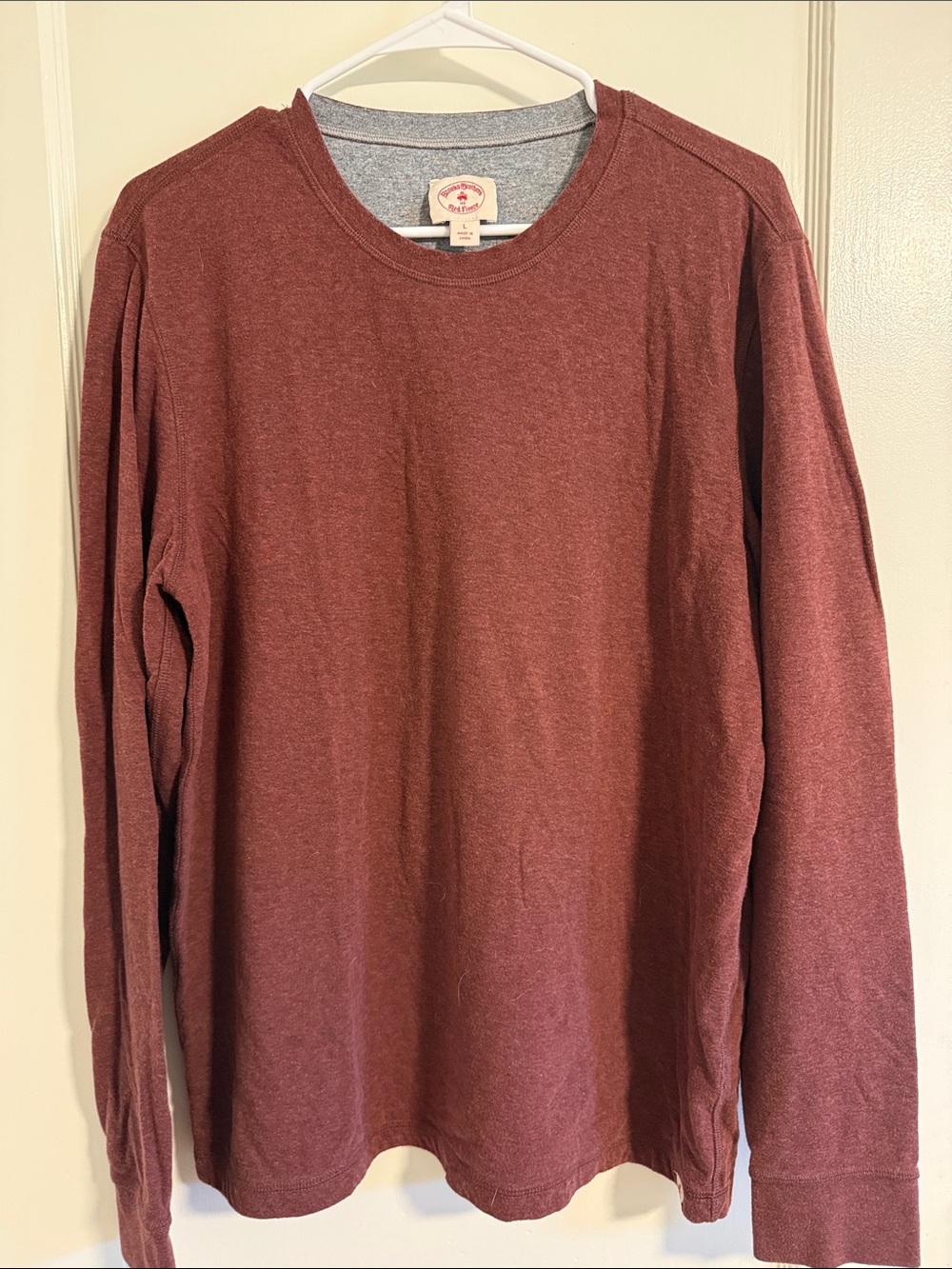 Men's Long Sleeve Crewneck Shirt - Burgundy